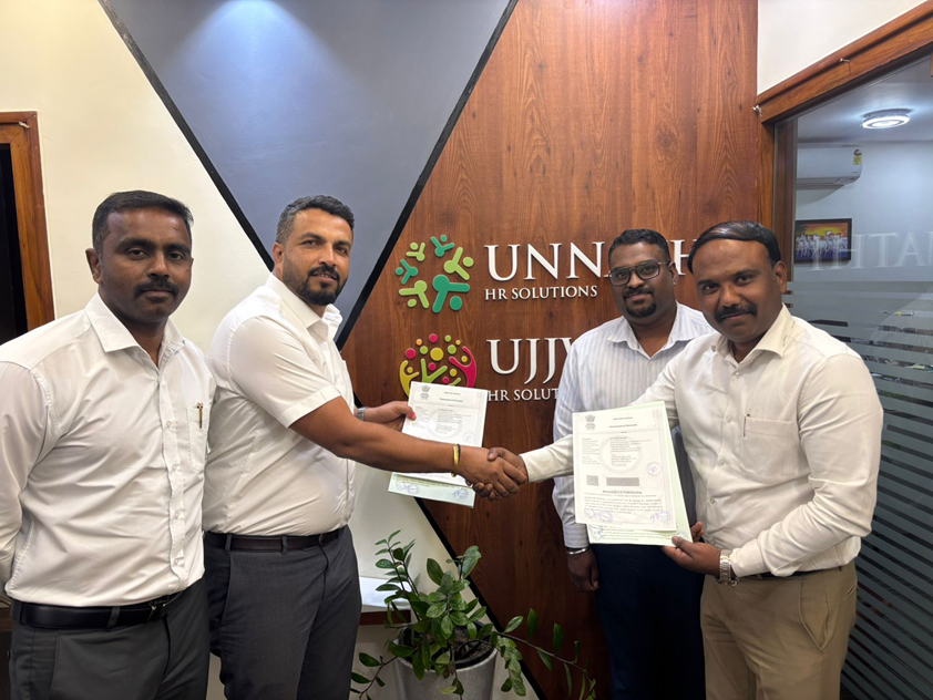 Team collaboration in open plan office