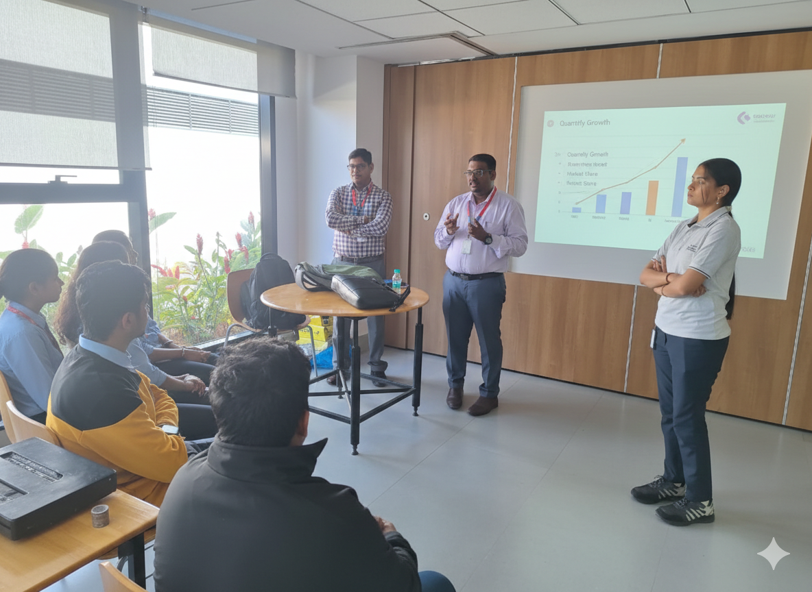 Team collaboration in open plan office